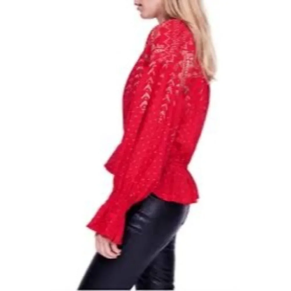 Free People Counting Stars Balloon‎ Sleeve Peasant Blouse Size XS